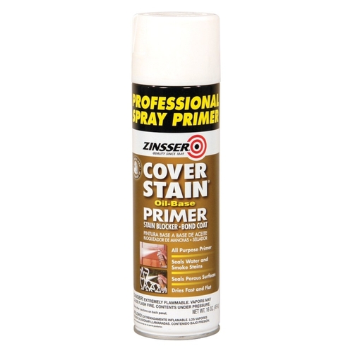 Zinsser 3609 Spray Primer and Sealer Cover Stain White Flat Oil-Based Alkyd 16 oz White