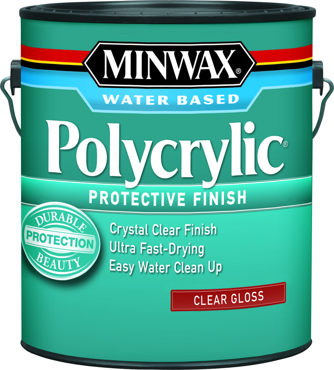 Minwax 15555000 Polycrylic Protective Finish Paint, Gloss, Liquid, Crystal Clear, 1 gal, Can