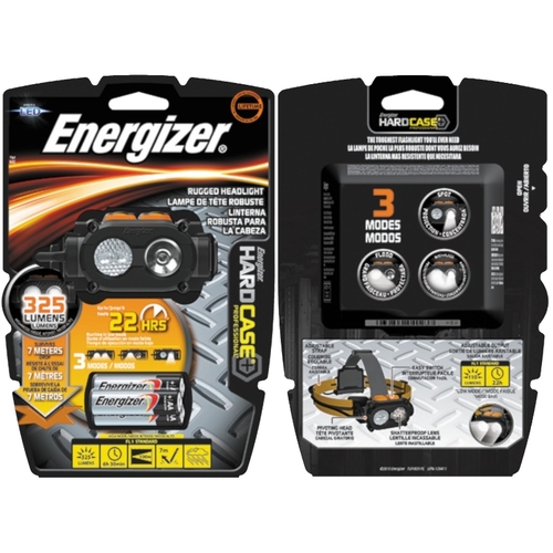 Energizer TUFHD31PE Headlight, AAA Battery, Alkaline Battery, LED Lamp, 325 Lumens, 100 m Beam Distance, 6.5 hr Run Time
