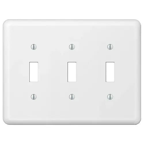 Devon Wallplate, 5 in L, 6-9/16 in W, 3 -Gang, Steel, White