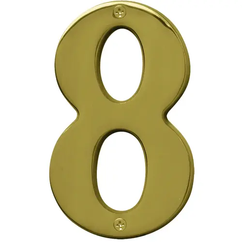 Prestige Series House Number, Character: 8, 5 in H Character, Brass Character, Solid Brass