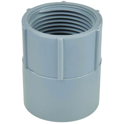 Conduit Adapter, 2 in FPT x Socket, 2-47/64 in Dia, 2-5/16 in L, PVC, Gray Conduit Adapter, 2 in FPT x Socket, 2-47/64 in Dia, 2-5/16 in L, PVC, Gray