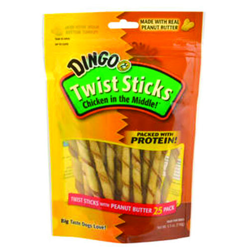 Dingo DN-15124 Dog Treat, Peanut Butter Flavor - pack of 25