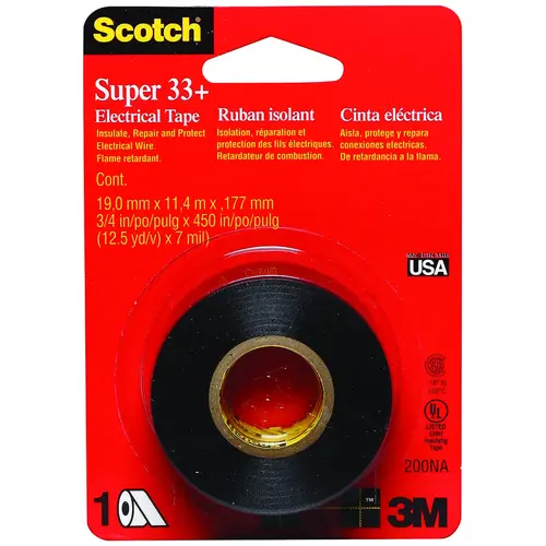 Electrical Tape Super 33+ 3/4" W X 450" L Black Vinyl Black - pack of 6