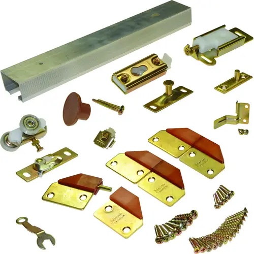 Johnson Hardware 100FD362 Panel Hardware Set, 36 in L Track, Top Mounting, For: 75 lb Bi-Fold Door