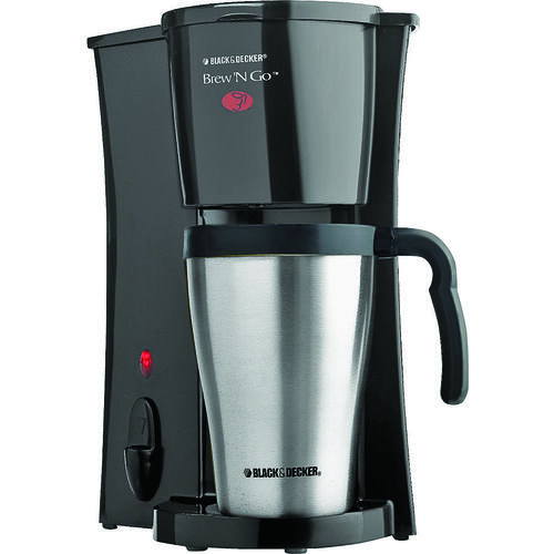 Black+Decker DCM18S Brew 'N Go Coffee Maker, 2 Cups Capacity, 800 W, Stainless Steel