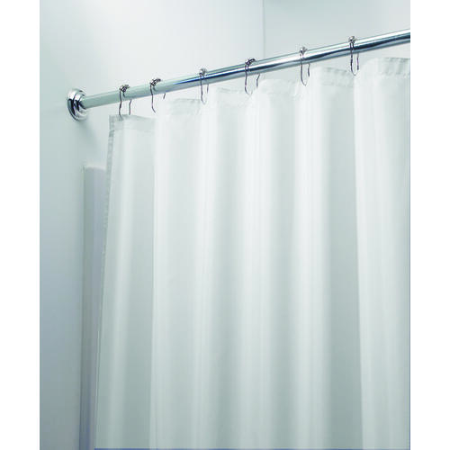 Shower Curtain/Liner, 72 in L, 72 in W, Polyester, White