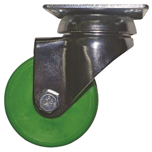 Swivel Caster, 2 in Dia Wheel, Green Pair