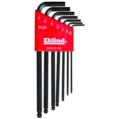 Ball End Hex L-Key Set Ball-Hex-L 5/64 to 1/4" SAE Long Arm Red Black