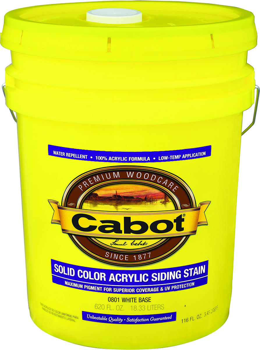 Cabot 140.0000801.008 800 Series 140.000.008 Solid Color Siding Stain, Natural Flat, Liquid, 5 gal, Can White Base