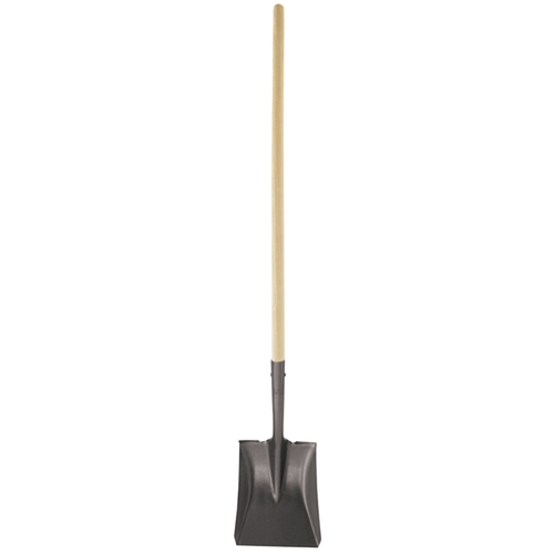 Square Point Shovel, 9 in W Blade, Steel Blade, Ashwood Handle, Long Handle, 46 in L Handle