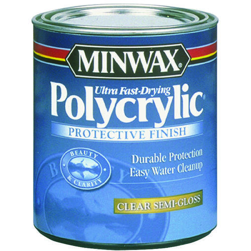 Polycrylic Protective Finish Paint, Semi-Gloss, Liquid, Crystal Clear, 1 qt, Can