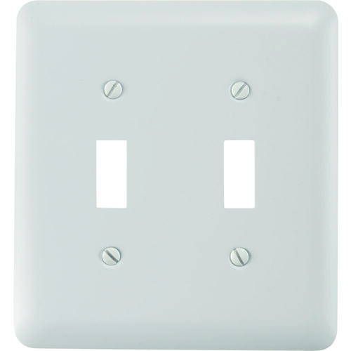 Wallplate, 5 in L, 4-5/8 in W, 2 -Gang, Steel, White