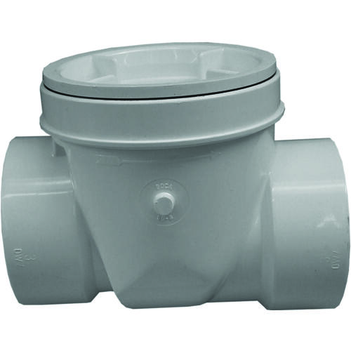 CANPLAS 223284W Backwater Valve, 4 in Connection, Hub, PVC