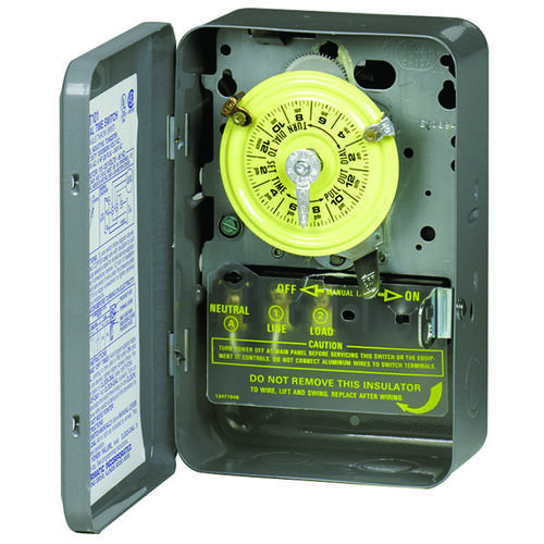 Intermatic T101D89 Mechanical Timer Switch, 40 A, 120 V, 3 W, 24 hr Time Setting, 12 On/Off Cycles Per Day Cycle