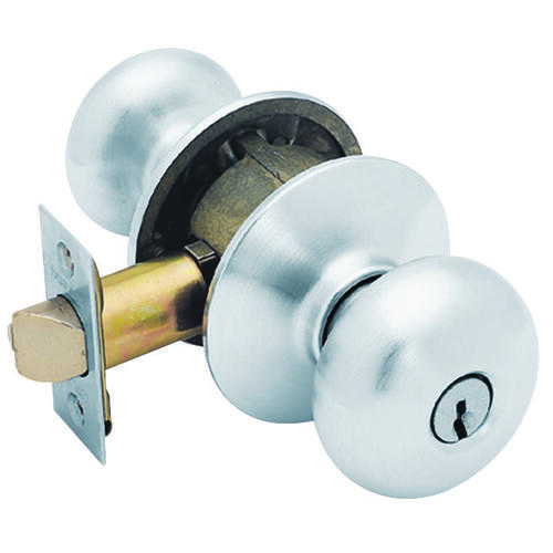 Plymouth Series Keyed Entry Knob, Brass/Zinc, Satin Chrome - pack of 4