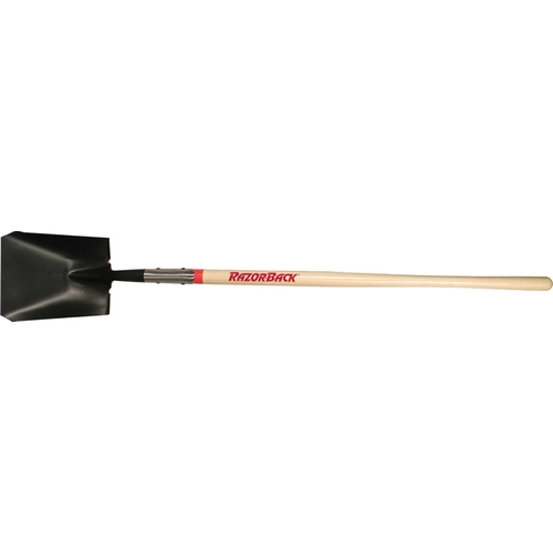 Handled Transfer Shovel with Tab Socket, 9-1/2 in W Blade, Steel Blade, Wood Handle, Straight Handle Natural