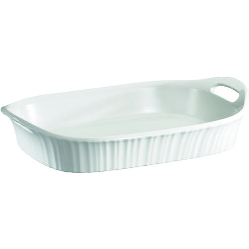 Casserole Dish, 3 qt Capacity, Ceramic, French White, Dishwasher Safe: Yes