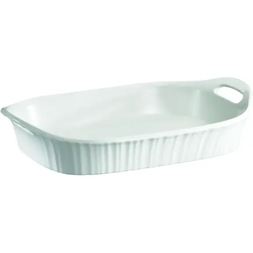 Casserole Dish, 3 qt Capacity, Ceramic, French White, Dishwasher Safe: Yes