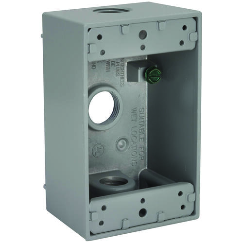 BELL 5320-0B Weatherproof Box, 3 -Outlet, 1 -Gang, Aluminum, Gray, Powder-Coated