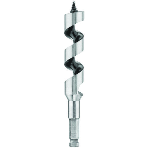 Auger Drill Bit, 15/16 in Dia, 17 in OAL, Hollow Center Flute, 7/16 in Dia Shank, Ball Groove Shank Silver