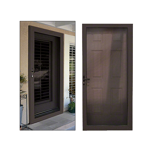 Security Screen Bronze Finish Slimline Adjust-to-Fit Custom Size Right Hinged Swinging Security Door