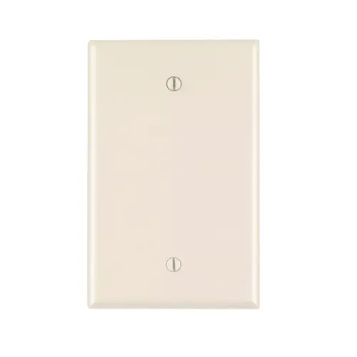 PJ13-T Blank Wallplate, 4-7/8 in L, 3-1/8 in W, 1/4 in Thick, 1 -Gang, Nylon, Light Almond, Box Mounting