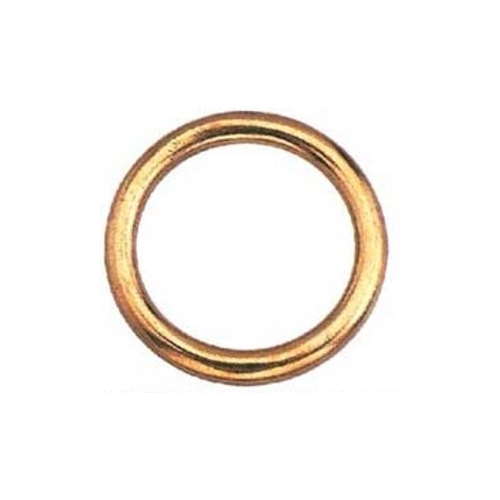 Welded Ring, 2 in ID Dia Ring, #7B Chain, Steel, Polished Brass