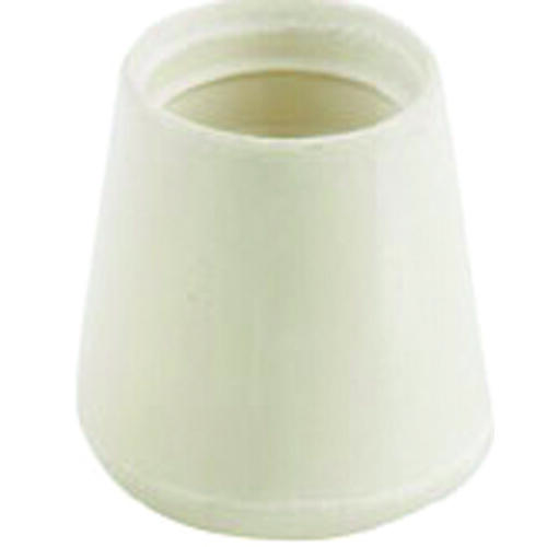 Furniture Leg Tip, Round, Rubber, Off-White, 3/4 in Dia