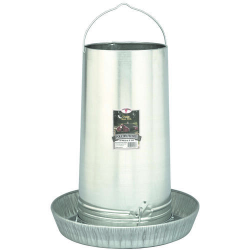 Poultry Feeder, 40 lb Capacity, Rolled Edge, Galvanized Steel - pack of 6