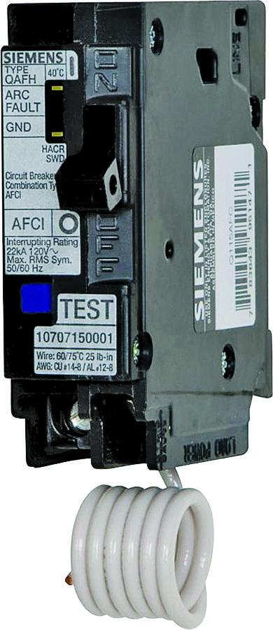 Siemens QA120AFC Circuit Breaker, AFCI, Combination, 20 A, 1 -Pole, 120/240 V, Fixed Trip, Plug Mounting Black