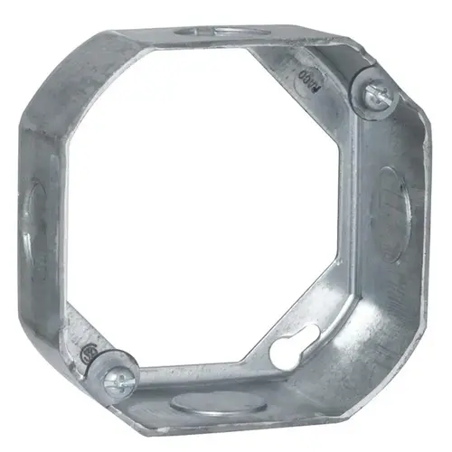 Extension Ring, 1-1/2 in L, 4 in W, 4 -Knockout, Steel, Gray, Metallic