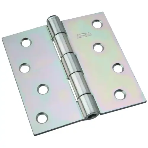 Broad Hinge, 4 in W Frame Leaf, 0.11 in Thick Frame Leaf, Steel, Zinc, Removable, Loose Pin