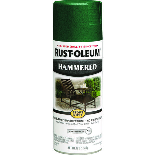 STOPS RUST Spray Paint, Hammered, Deep Green, 12 oz, Aerosol Can