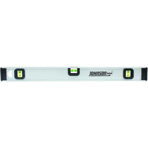 JOHNSON 1300-3600 I-Beam Level with Rule, 36 in L, 3-Vial, Non-Magnetic, Aluminum, Silver