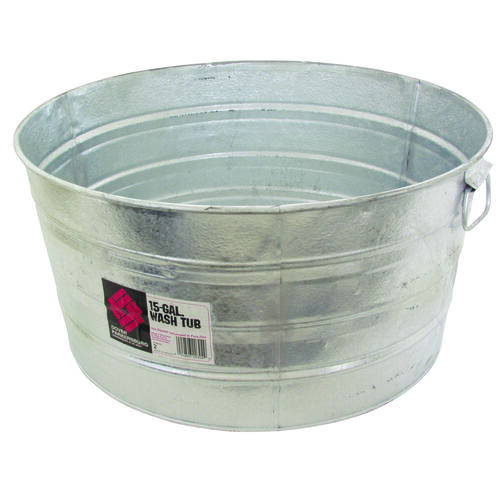 Wash Tub, 15 gal Capacity, Steel Galvanized