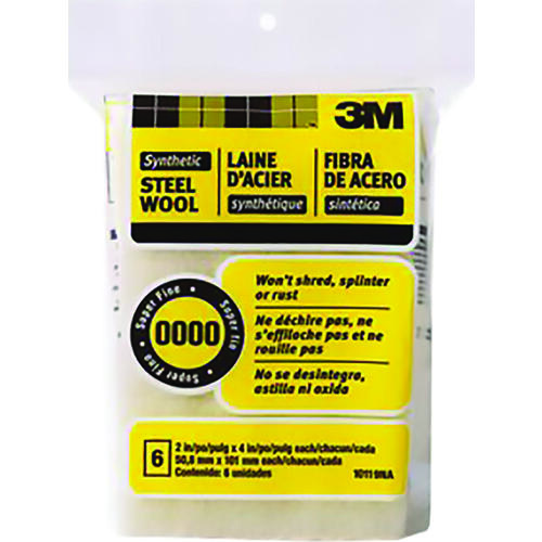 Steel Wool, 4 in L, 5-1/4 in W, #0000 Grit, Super Fine