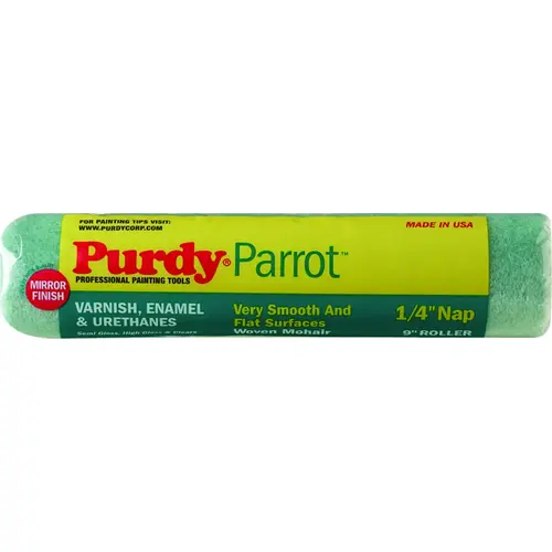Purdy 144644091 Parrot Paint Roller Cover, 1/4 in Thick Nap, 9 in L, Mohair Fabric Cover Mint Green