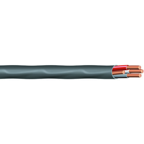 Sheathed Cable, 6 AWG Wire, 3 -Conductor, 25 ft L, Copper Conductor, PVC Insulation Black