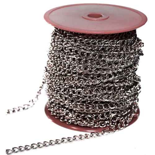 Twist Link Chain, #90, 82 ft L, 9 lb Working Load, Nickel - pack of 82
