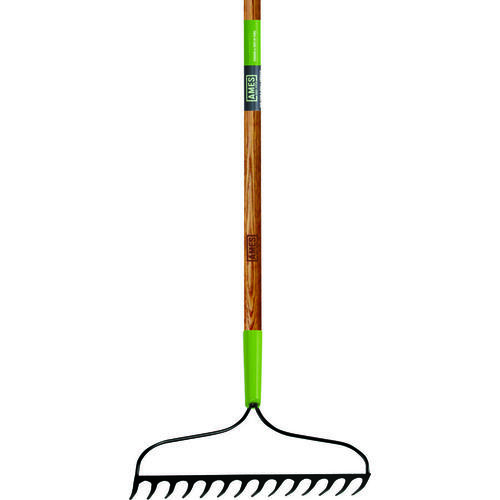 Bow Rake, 2-3/4 in L Head, 15-3/4 in W Head, 16 -Tine, Steel Tine, Steel Head, 57-1/2 in L Handle