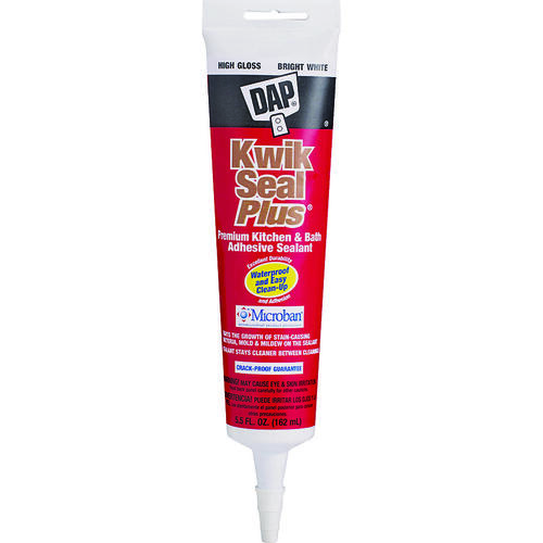 DAP 18872 Adhesive Sealant, White, 24 hr Curing, -20 to 180 deg F, 5.5 oz Tube