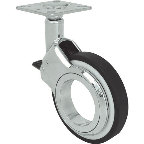 Swivel Caster, 2.4 in Dia Wheel, Polyurethane Wheel, 88 lb Chrome