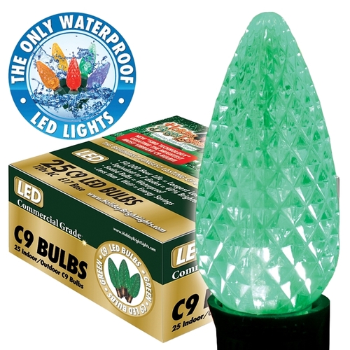 Light Bulb, 0.6 W, Intermediate (E17) Lamp Base, LED Lamp, Green Light - pack of 25