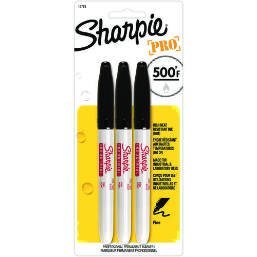 Sharpie 13763PP Industrial Permanent Marker, Fine Lead/Tip, Black Lead/Tip - pack of 3