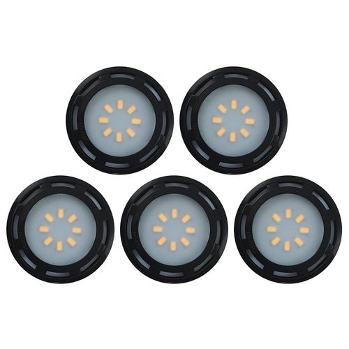 Amertac KBLD-L5B-N1 Puck Light Kit, 18.7 W, LED Lamp, 1190 Lumens, 3000 K Color Temp Black - pack of 5