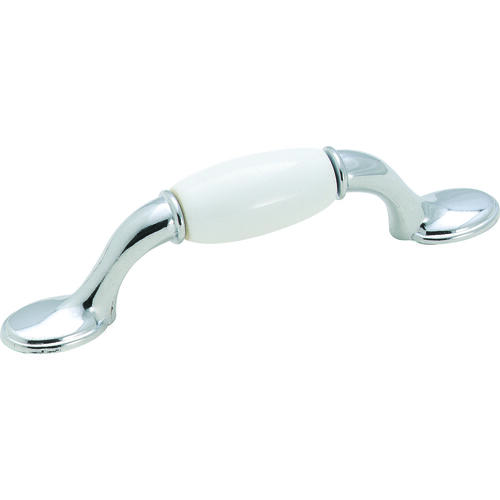 Amerock 263WCH Barrel Ceramic Cabinet Pull Handle For Kitchen And Cabinets Hardware 5 3/16" Length White / Polished Chrome