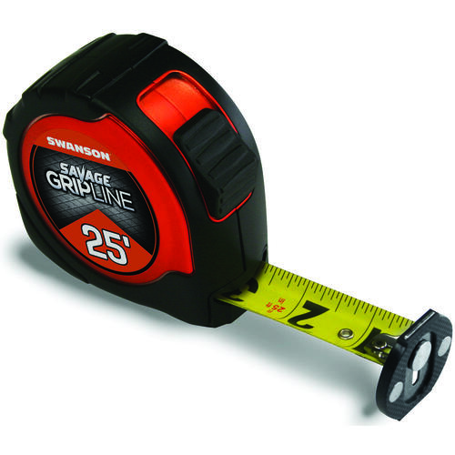 SAVAGE Series Tape Measure, 25 ft L Blade, 1-1/16 in W Blade, ABS/Rubber Case
