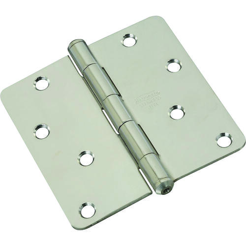 Door Hinge, Steel, Stainless Steel, Non-Rising, Removable Pin, Full-Mortise Mounting