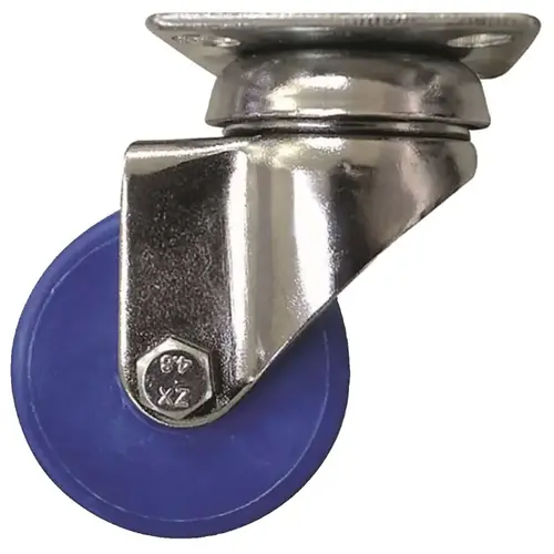 Swivel Caster, 2 in Dia Wheel, Polypropylene Wheel, Blue, 88 lb Pair